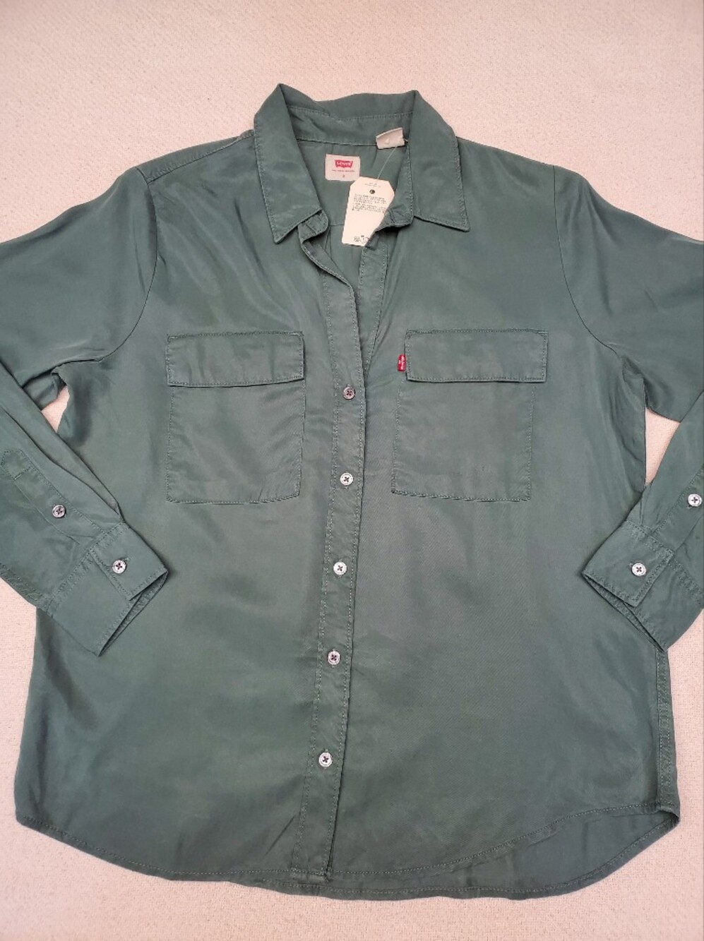 Levi's NWT Women's Small Petite Sage Green Utility Button Down Shirt S/P